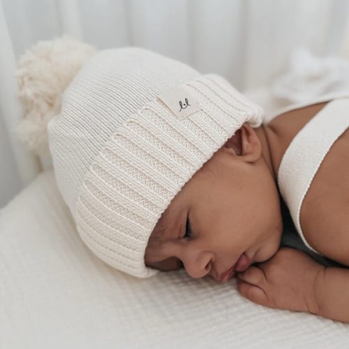 Luna + Luca Pom Beanie - Cream