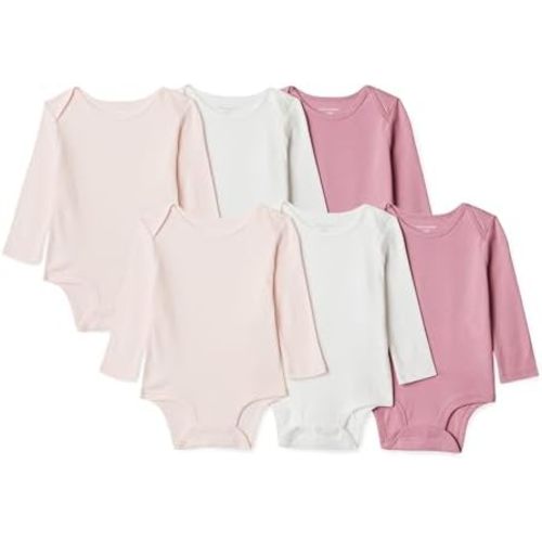 Amazon Essentials Unisex Babies' Long-Sleeve Cotton Bodysuits, Pack of 6