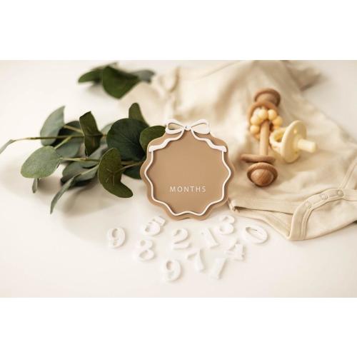 Interchangeable Acrylic Bow Monthly Milestone Markers | Matching Birth Announcement Sign | 1 Month-1 Year Milestone Markers |Baby Photo Prop