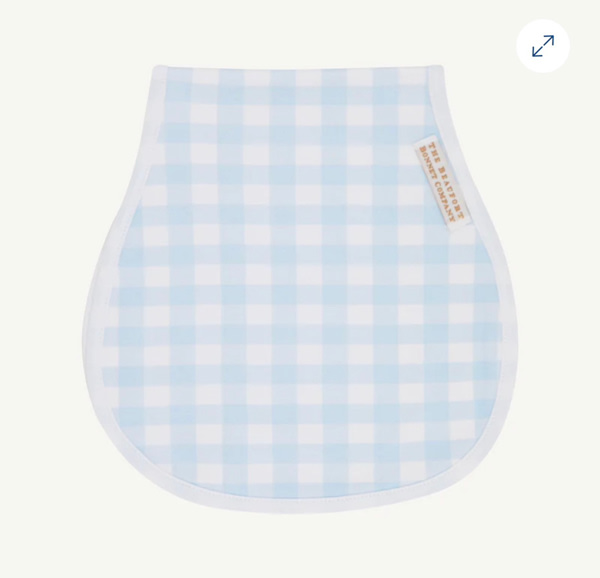 Oopsie Daisy Burp Cloth - Buckhead Blue Gingham with Worth Avenue Whit