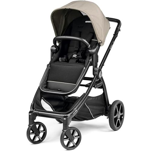 Peg Perego Ypsi – Compact Single to Double Stroller – Compatible with All Primo Viaggio 4-35 Infant Car Seats & Ypsi Bassinets - Made in Italy - Vanilla Blend (Black)