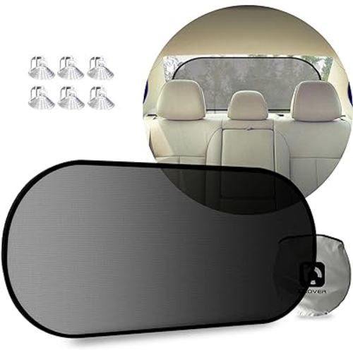 IC ICLOVER Car Sun Shade, UV Protection Folding Auto Rear Window Sunshade, 39 x 20 Inch Universal Mesh Back Window Visor with Suction Cups for Children