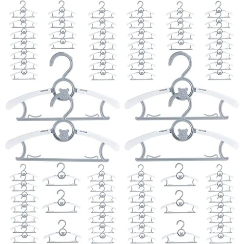 Baby Hangers for Nursery Closet 80 Pack Plastic Kids Clothes Hanger Space Saving Non Slip Extendable Toddler 11-14” Adjustable Hangers Heavy Duty Clothing Infant Hanger Bulk, Grey