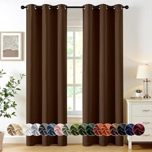 MIULEE Blackout Curtains for Bedroom Living Room 2 Panels, Thermal Insulated Room Darkening Drapes Grommet Noise Reducing Light Blocking Window Treatments 84 Inches Long 40x84 Inch Brown
