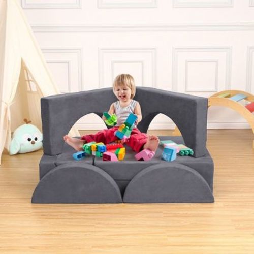 7Pcs Kids Couch Sofa Modular Toddler Couch Soft Play Piece for Playrooms, DIY Creative & Freely Removable