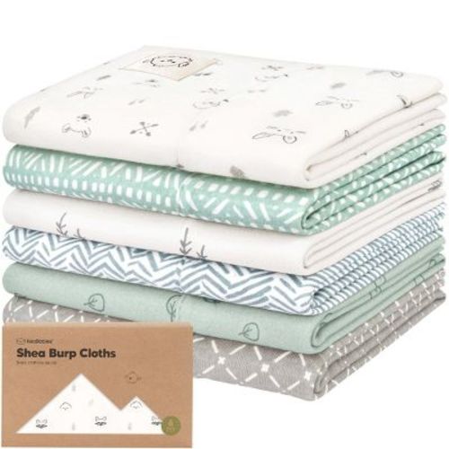 6pk Shea Baby Burp Cloths for Baby Boys and Girls, Organic Burping Cloths for Babies, Newborn (Wilderness)