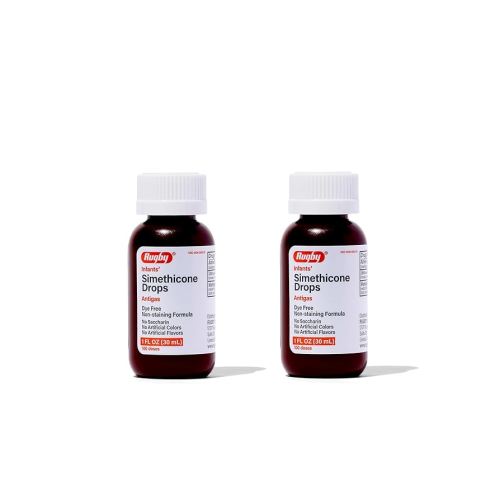 Rugby Dye-Free Infants' Gas Drops - Simethicone 20 mg Liquid Drops for Newborns, Babies, Toddlers, and Kids - Fast Relief from Gas Discomfort - No Artificial Colors or Flavors - 1 Fl. Oz. (2 Pack)