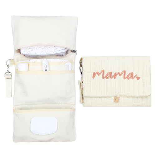 MODAKIDS Baby Bag Organizer, Portable Baby Stroller Mini Diaper Bag Handbag Travel Set with, Quilted with Stroller Straps (Mama)