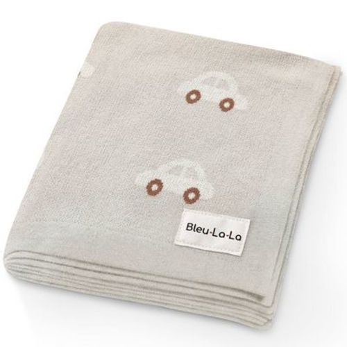 Bleu La La Baby Blanket for Boys and Girls - 100% Luxury Cotton Soft Knit Swaddle Blanket for Newborns and Infants - Cars - Oatmeal