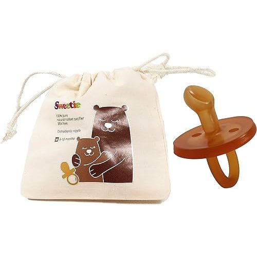SWEETIE Rubber Pacifier Natural Rubber Pacifier Orthodontic 1 Count Original Natural Rubber Pacifier (6-12 Medium)