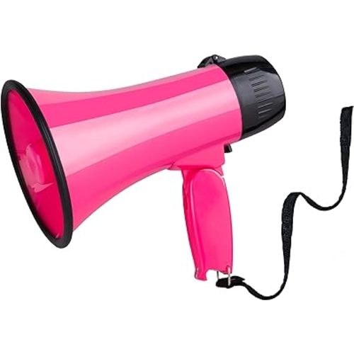 MyMealivos Portable Megaphone Bullhorn 20 Watt Power Megaphone Speaker Voice and Siren/Alarm Modes with Volume Control and Strap (Deeppink)…