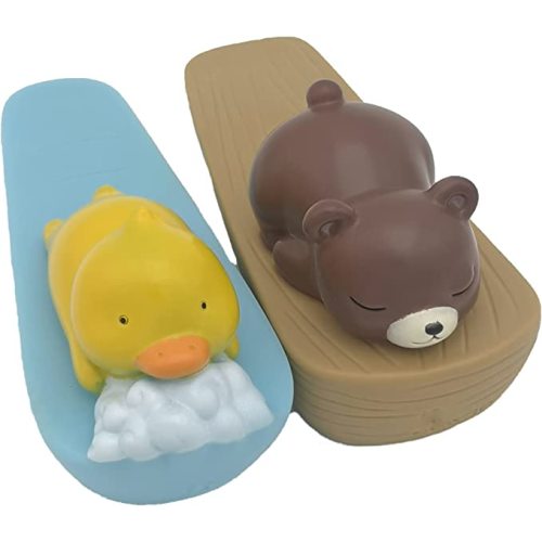 2 Inches Small Bear Duck Fun Animal Door Stoppers with Strong Friction Silicone Pad, 2PCS-B