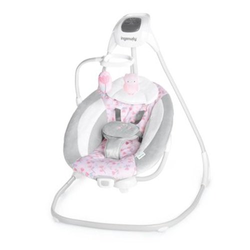 Lightweight Compact 6-Speed Multi-Direction Baby Swing, Vibrations & Nature Sounds, 0-9 Months 6-20 lbs (Pink Cassidy)