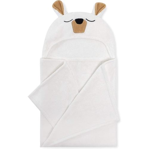 Natemia Baby Hooded Towel - Premium Ultra Soft Baby Bath Towel with Animal Design - Baby Towels for Newborn to Toddler - Made in Turkey - Perfect Baby Gifts - White Bear