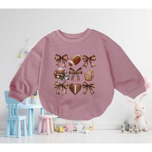 Coquette Football Kids Baby Romper, Custom Girls Football Baby Sweater, Football Season Clothes, Football Kids Baby Outfit