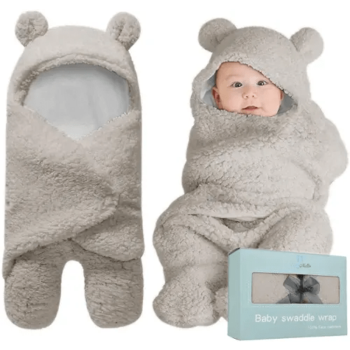 BlueMello Baby Swaddle Blanket | Ultra-Soft Plush Essential for Infants 0-6 Months | Receiving Swaddling Wrap Grey | Ideal Newborn Registry and Toddler Boy Accessories | Perfect Baby Girl Shower Gift