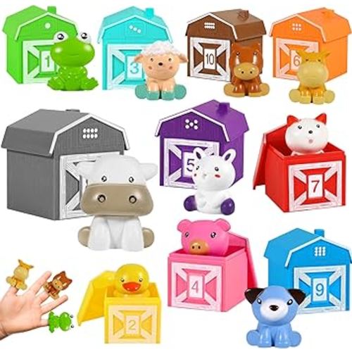 Montessori Farm Animal Learning Toys for Toddlers 1-3, 20PCS Toddler Learning Toys for Counting, Color Sorting, Matching game, Idea Christmas Birthday Easter Gift for Toddler Baby Boy Girl 18+ Months
