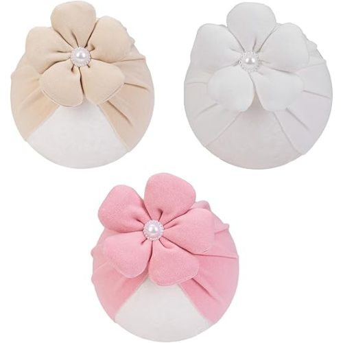 KIDOCHEESE Baby Turban Hats Baby Girl Flower Cap Hats Knot Soft Cute Beanie for Newborn Infant Toddlers Kids