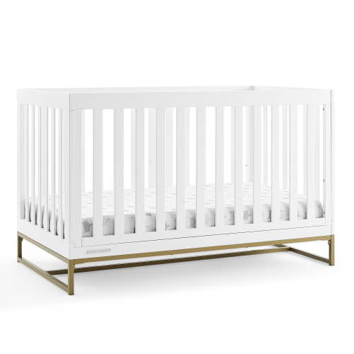 Delta Children Jade 4-in-1 Convertible Crib, Bianca White/Bronze