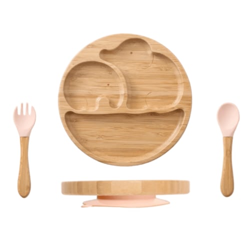 Two Elephants Bamboo Suction Plate Set