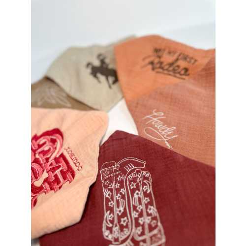 Embroidered Western Baby Bib / Bandana Style / Bibs / Baby Accessories