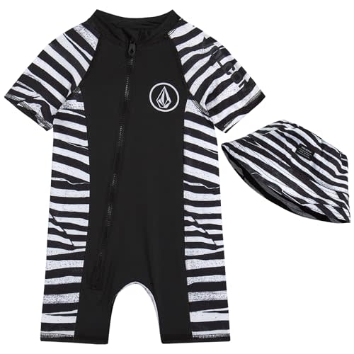 Volcom Baby Boys Rashguard Wetsuit - UPF 50+ One Piece Short Sleeve Sunsuit Bathing Suit - Sun Protection Swimwear (12M-4T)