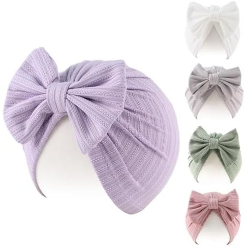 Peecabe Cotton Newborn Baby Girl Hospital Hat Infant Caps Bow Baby Beanie Hats for Girls Spring Summer 0-36 Months