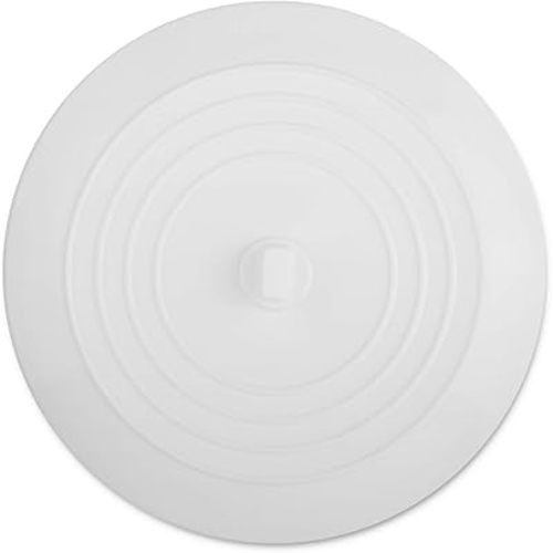 Cuttte Silicone Bathtub Drain Stopper, 6 Inches Large Tub Stopper, Flat Suction Drain Cover, Bath Tub Drain Hair Stopper Drain Plug for Kitchen, Bathroom and Laundry (White)