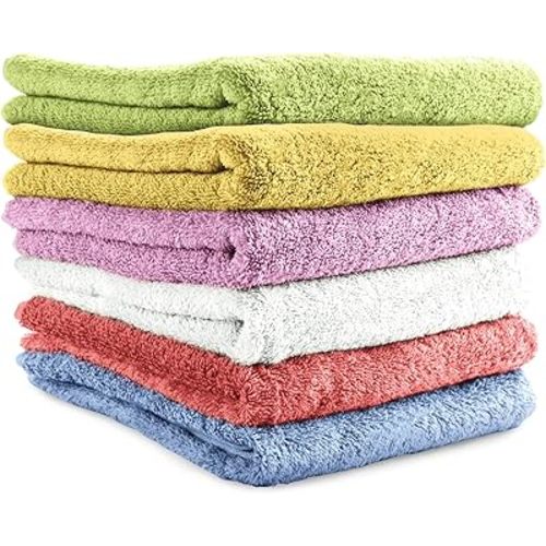 Small and Lightweight Cotton Towels Assorted Pastel Mix 24 x 40 inches Towels (6) Perfect Size for Hair Drying and Small Children