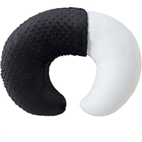 Baby Nursing Pillow and Body Positioner with Premium Slipcover for Breastfeeding for Baby Boys and Girls, Feeding Pillow with Breathable Comfortable Pillowcase (Black)