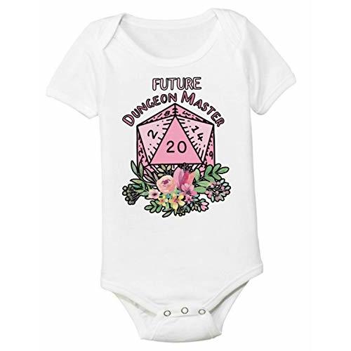 Dungeons and Dragons Onesie Girly Floral 6-12 Months D&D Future Dungeon Master Funny Baby Bodysuit Nerd Parents Shirt Nerdy Infant Geeky Gift GDD612SS