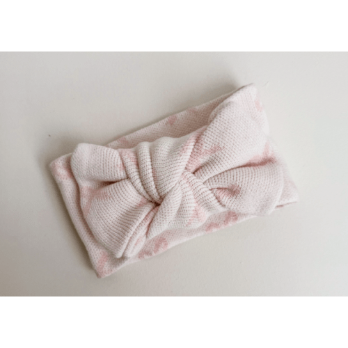 KNIT OVERSIZED TOPKNOT - MILK + BABY PINK BOWS