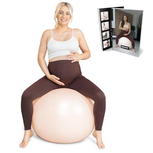 BABYGO® Birthing Ball for Pregnancy & Labor + Our Award Winning Book - Exercise, Birth & Recovery Plan, 5X Stronger Than a Yoga Ball with Eco Friendly Material