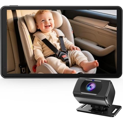 Rohent Baby Car Camera 7.2-Inch Monitor: 1080P HD Rear Facing Infant Backseat Camera with Night Vision 360° Rotation Wide Angle USB Plug & Play Anti-Glare Screen for Safe Driving F25