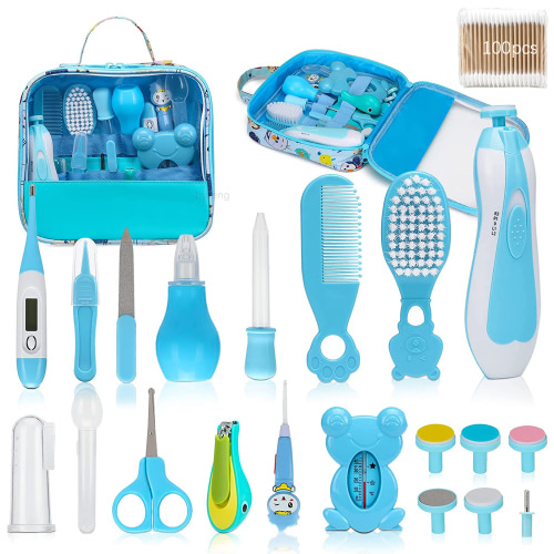 Baby Healthcare Kit, 23 in 1 Newborn Nursery Grooming Kit for Newborn Infant Toddlers Baby Boys Girls (0-3 Years+) - Blue