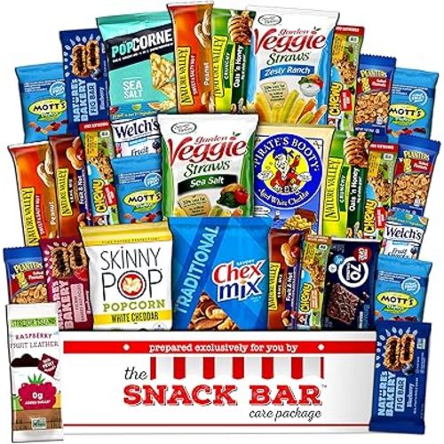 Healthy snack Care Package (30 count) A Gift crave Box with a Variety of Healthy Snack Choices - Great for Office, College Military, Work, Students Holiday Gifts.
