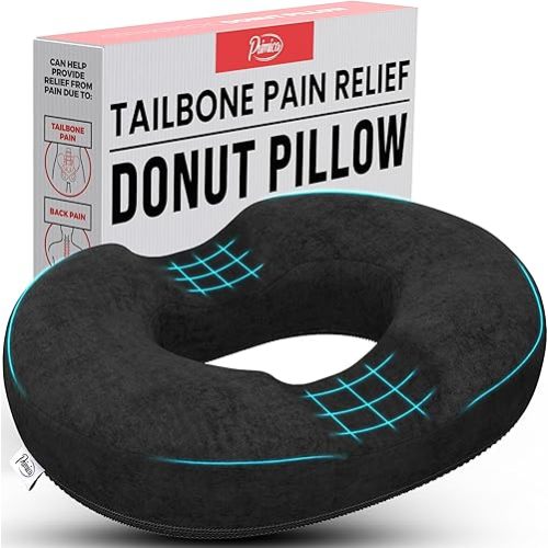 Donut Pillow, Tailbone Pain Relief, Hemorrhoid & Postpartum Cushion for Men and Women, Helps Ease Discomfort from Tailbone, Hemorrhoids, Pregnancy, Surgery (Up to 220 LBS)
