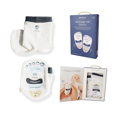 KAHLMI Massage Me! Socks for Baby Massage, Constipation, Gas Relief, Colic Calm & Baby Sleep Aid, Baby Socks for Newborn, Infant, Toddler, Mom Gifts & Baby Gifts