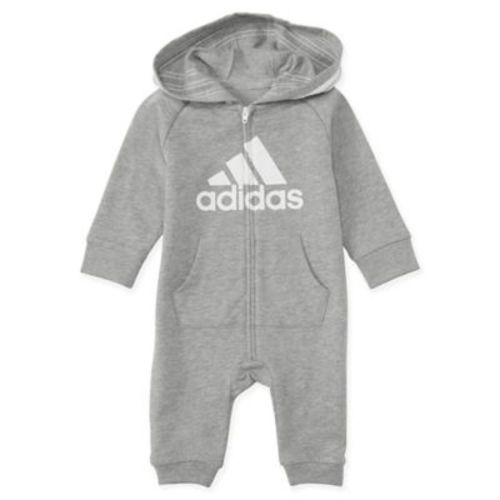 Adidas Baby Boy's Hooded Fleece Coveralls in Heather Grey