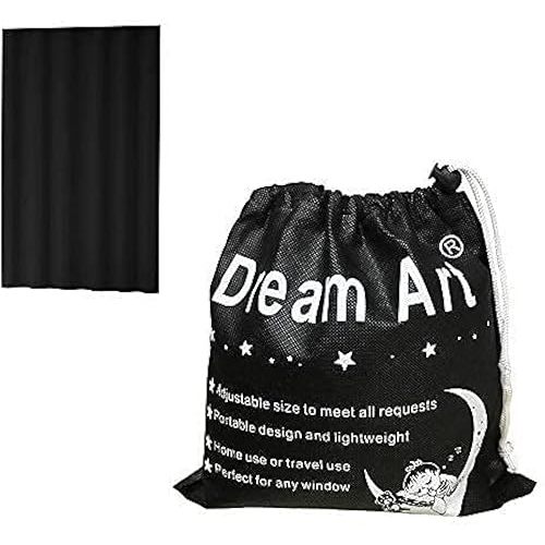 DREAM ART Anywhere Portable Blackout Curtain/Adjustable Blackout Shades/Temporary Blackout Blinds with Suction Cups for Nursery,Children Kids Bedroom or Travel Use,Black,1 pc W51xL71Inch(130X180cm)