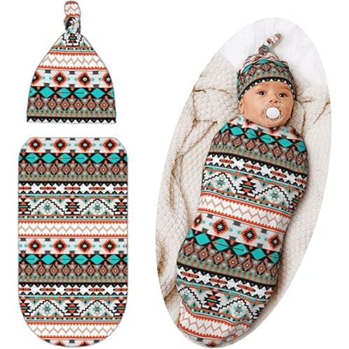 Swaddle Blanket for Baby, Soft Sleeping Bag, Swaddling Sack for Newborn Unisex Baby Stuff, Western, Aztec