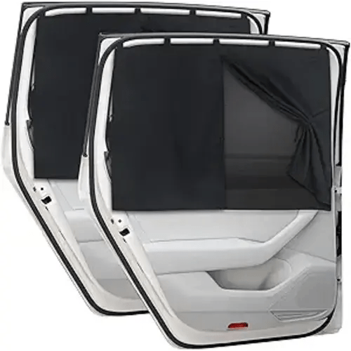 Car Window Shades, 2 PCS Magnetic Double Layer Auto Sun Shade for Side Windows Privacy Full Covers/Half Shade Options Back Car Window Curtains for Baby Protection