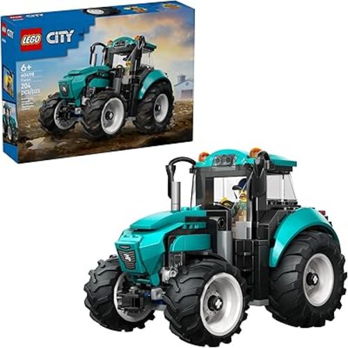 LEGO City Tractor Building Toy for Kids - Pretend Play Farm Vehicle for Boys & Girls, Ages 7+ - Tractor Toy W/Farmer Minifigure - Gift Idea for Birthdays - 60498
