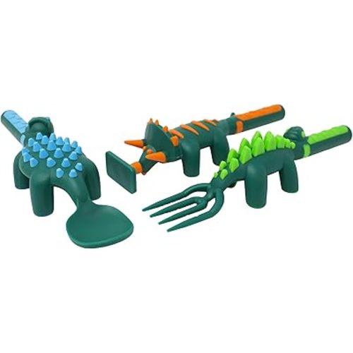 Constructive Eating - Toddler Dinosaur Utensils Made in USA - Silverware for Toddlers - Utensils for Kids - Constructive Eating Utensil Set