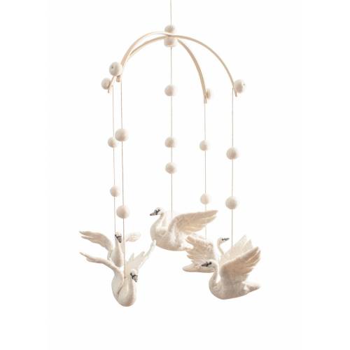 Swan- Swan Mobile - Ballerina- Felt Swan- White Swan-Baby Girl - Swan Baby Mobile- Baby Shower- Baby Gift -Nursery Mobile - Princess