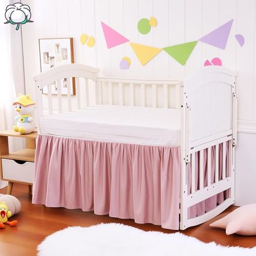 Crib Bed Skirt Dust Ruffle 100% Cotton - Natural, Soft, Breathable for Baby's Delicate Skin, Nursery Toddler Crib Bed Skirt for Baby Boys Girls, Fits Standard Cribs 28" x 52" with 14" Drop