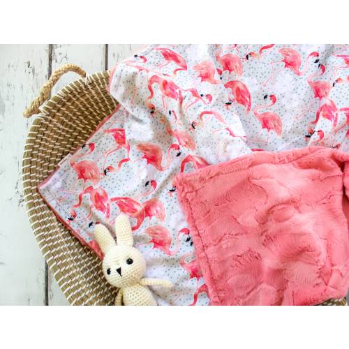 Flamingo Minky Baby Blanket, Personalized Blanket, Flamingo Baby, Tropical Nursery, Monogrammed Blanket, Baby Girl Blanket