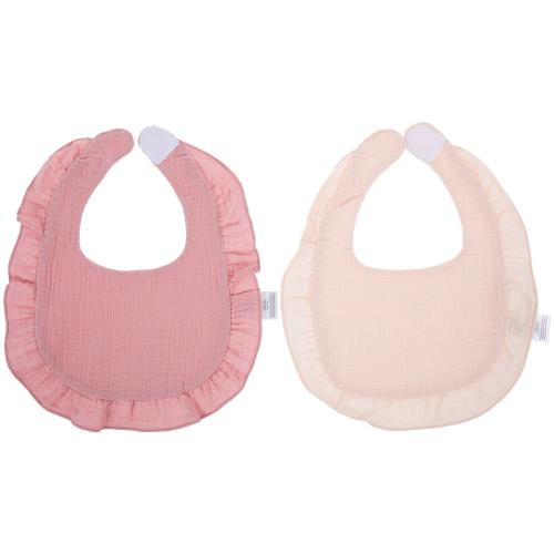 Pink Muslin Ruffle Bibs