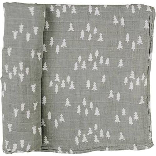 Mebie Baby Pines Muslin Swaddle, Modern and Neutral Swaddle Blanket for Baby Girl or Boy, Soft Baby Blankets, Newborn Swaddle Blanket, 0-3 Month, Comfy Wrap, Baby Essentials & Gifts
