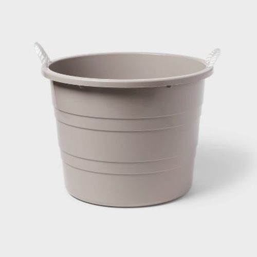 Plastic Kids' Storage Bin With Woven Handles Gray - Pillowfort™